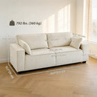 HOMCOM 86" Corduroy 3 Seater Sofa Couch with Spring Cushion - Beige-Spacious seating accommodates three adults comfortably for gatherings  