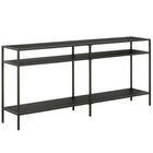 Hudson&Canal Sivil 64"W Console Table with Metal Shelves - Blackened Bronze-A modern contemporary design for your entryway, living room, den, and more