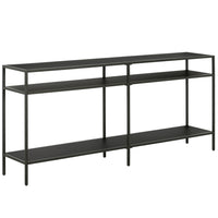 Hudson&Canal Sivil 64"W Console Table with Metal Shelves - Blackened Bronze-A modern contemporary design for your entryway, living room, den, and more