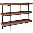 Flash Furniture Mayfair Rustic Wood Grain Finish Storage Shelf with Black Metal Frame-Rustic Wood Grain Laminate Finish