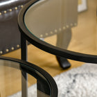 HOMCOMNesting Coffee Tables with Metal Base - Black - Set of 2-Adjustable foot pads avoid scratches and keep it balanced on slightly uneven floors