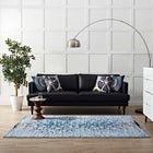 Modway Chiara Distressed Floral Lattice Contemporary Area Rug - 5 ft W x 8 ft L - Moroccan Blue-Protect Floors From Traffic/Furniture