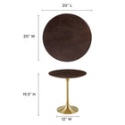 Modway Lippa 20" Round Wood Side Table - Gold Cherry Walnut-Wood Grain Veneer and MDF Tabletop