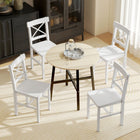 HOMCOM Farmhouse Wood Dining Chairs with Cross Back - White - Set of 2-Colour: White