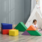 Qaba Foam Climbing Blocks for Toddlers - Multicolored - Set of 7-Enhances children's thinking skills and imagination 