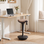 HOMCOM Swivel Standing Backless Wobble Stool Chair with Rocking Motion - Brown-120-degree tilting supports dynamic seating positions