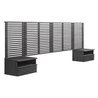 Modway Render Wall Mount King Headboard and Modern Nightstands - Charcoal-Headboard and Nightstands Set