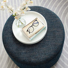 Modway Callum Large 23" Round Woven Heathered Fabric Upholstered Ottoman - Heathered Weave/Azure-Arrives Fully Assembled