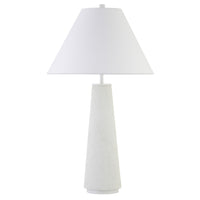 Hudson&Canal Ingalls 28" Tall Monochrome Table Lamp with Fabric Shade - Matte White/White-Modern transitional design for your living room, workspace, or bedside table