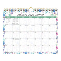 Blueline 2026 Monthly Wall Calendar - 15" x 12" - Wildflowers - Bilingual-12-Month: January 2026 to December 2026