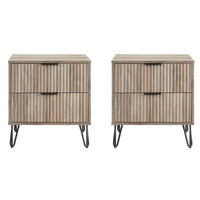Manhattan Comfort DUMBO 20.07" Modern 2-Drawer Nightstand 2-Piece Set - Rustic Grey-Modern-Contemporary with a taste of Glam - Nightstand for Bedroom and Living Room Use. Set of 2
