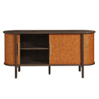 Modway Coralie 63" Curved Vegan Leather Oval Sideboard - Walnut Tan-8