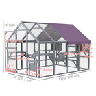 PawHut 74" H Outdoor Catio Cat Enclosure with Weatherproof Canopy and Bridges - Grey-Canopy shields from rain and sun exposure 