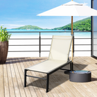 Outsunny Patio Chaise Lounge Chair with 5-Position Backrest - White-Breathable mesh fabric is quick-drying, and stays cool in summer