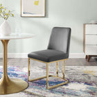 Modway Amplify Sled Base Performance Velvet Dining Side Chair - Gold/Grey-Stain-Resistant Fabric