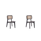 Manhattan Comfort Versailles 18.5" Industry Chic Dining Chair - Black and Natural Cane - Set of 2-Modern - Industry Chic Cane Dining Chair Perfect for Dining Room Use. Set of 2