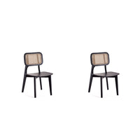 Manhattan Comfort Versailles 18.5" Industry Chic Dining Chair - Black and Natural Cane - Set of 2-Modern - Industry Chic Cane Dining Chair Perfect for Dining Room Use. Set of 2