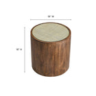 Modway Truett Round Wood Rattan Side Table - Walnut-Mango Wood Veneer