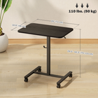 HOMCOM 28" Pneumatic Height Adjustable Standing Desk with Wheels - Black Wood Grain-Powder coated metal frame means a strong core