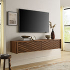 Modway Emric Wave 71" Wall-Mounted TV Cabinet - Walnut-Adjustable Interior Shelves
