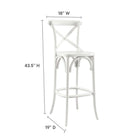 Modway Gear Bar Stool - White-Elm Wood Construction