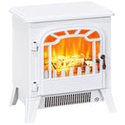 HOMCOM 14" 750/1500W Freestanding Electric Fireplace Heater - White-Freestanding electric fireplace with transparent tempered glass front for better viewing 