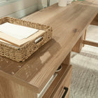 Sauder Rosedale Ranch L-Desk - Timber Oak-Open shelf for additional storage, perfect for paper and office supplies