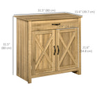 HOMCOM Accent 31.5" L Sideboard Buffet Cabinet with Storage - Natural Wood-Quality MDF and particleboard