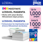 Brother Genuine LC504XLMS Ink Cartridge - High Yield - Magenta -Brother Genuine LC504XLMS High Yield Magenta Ink Cartridges deliver consistent, reliable performance
