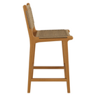 Modway Rowe Outdoor Teak Wood Counter Chairs 2-Piece Set - Natural-Fully Assembled