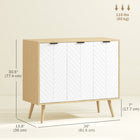 HOMCOM Modern 36" L Sideboard Buffet Cabinet - Natural Wood-Can be used as a coffee bar cabinet, dining room server or TV console