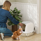 PawHut Large Stainless Steel Cat Litter Box with Lid Scoop-A fully enclosed design with deodoriser compartment keeps unpleasant smells contained 