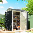 Outsunny Tall Outdoor Waterproof Shed - 7' x 6' - Dark Grey-Spacious interior easily organizes bikes and large tools
