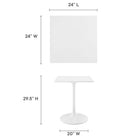 Modway Lippa 24" Square Wood Dining Table - White-Lacquered MDF Tabletop