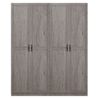 Manhattan Comfort Hopkins 59.22" 2-Piece Modern 14-Shelf Storage Closet - Grey-Modern Free Standing 2 Sectional Wardrobe Closet with Storage Compartments for Bedroom and Storage Use