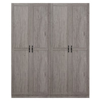 Manhattan Comfort Hopkins 59.22" 2-Piece Modern 14-Shelf Storage Closet - Grey-Modern Free Standing 2 Sectional Wardrobe Closet with Storage Compartments for Bedroom and Storage Use