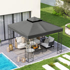 Outsunny 10' L x 10' W Gazebo Replacement Canopy Cover with Drain HolesTop Cover - Dark Grey-Coated polyester fabric is thick and tough, offers UPF30+ protection