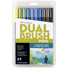 Tombow Dual Brush Pen, Landscape, 10/Pack-"Landscape" colour 10 pcs assortment set in plastic case
