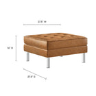 Modway Loft Tufted Vegan Leather Armchair and Ottoman Set - Silver Tan-Biscuit Tufting