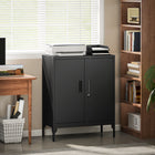 HOMCOM Metal Storage Cabinet with Lock - Black-Clean all-black finish blends effortlessly into home office, kitchen, living room to garage