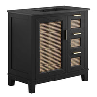 Modway Dixie 36" Solid Wood Bathroom Vanity Cabinet - Black-Solid Mahogany Wood