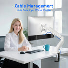 ShoppingAll Single VESA Monitor Mount with Fully Adjustable Gas Spring Arm and Office Desk Clamp - White-Fully Adjustable & Easy to Position: Enjoy seamless tilt (-85° to +90°), swivel (±90°), and full 360° rotation with smooth one-hand height adjustments up to 15.6"
