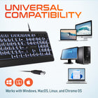 Delton KB20 Large Button Keyboard with Backlight - Black-Dedicated multimedia keys provide instant access to common functions such as volume adjustment