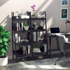 HOMCOM 4 Tier Ladder Shelf Bookcase - Black - Set of 2-Four large open shelves provide enough storage space 
