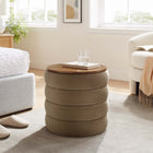 Modway Mezzo Round Performance Velvet Storage Ottoman - Taupe-Performance Velvet Upholstery