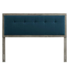 Modway Draper Tufted Fabric and Wood Queen Headboard - Grey Azure-Button Tufted