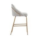Manhattan Comfort Gracie 22" Modern Leatherette Upholstered Counter Stool - Stone and Gold - 2 Pack-Seat Height: 26 in