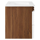 Modway Render 30" Wall-Mount Bathroom Vanity - White/Walnut/White-Full-Extension Drawers