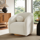 Modway Holland Swivel Chenille Fabric Armchair - Cream-Plush Foam Padding and Spring Coil Support