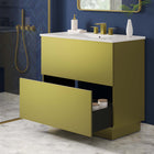 Modway Quantum 36" Bathroom Vanity - White/Gold-Full-Glide Drawer